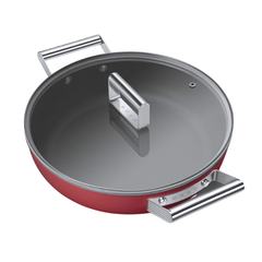 Nồi chảo SMEG CKFD2811RDM 28cm kèm vung kính màu đỏ