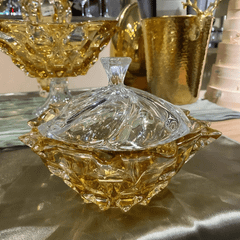 Thố pha lê Bohemia Samba 21cm màu vàng