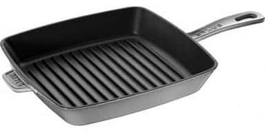 Chảo gang nướng vuông STAUB 26cm màu ghi