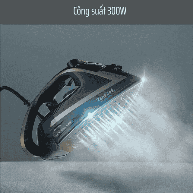 Bàn Là Hơi Nước Tefal FV8064 Puregliss 3000W made in France màu vàng đen