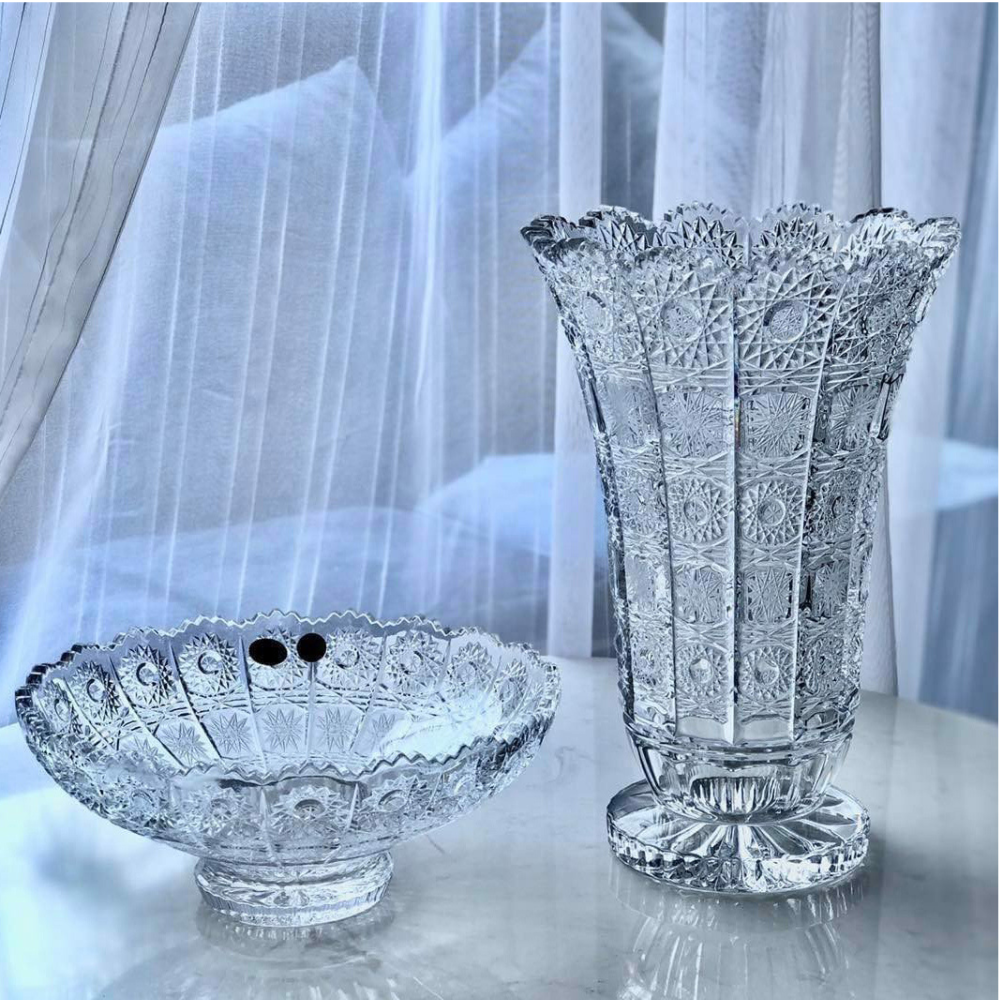 Bình hoa pha lê chân đế Bohemia M57 30,5cm