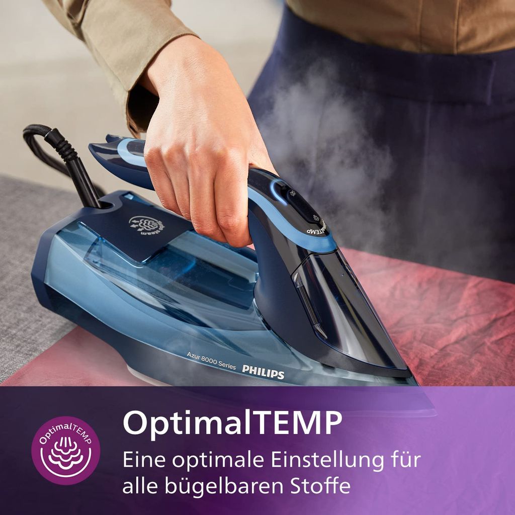 Bàn là hơi nước Philips Azur 8000 DST8020/20 3000W màu xanh dương