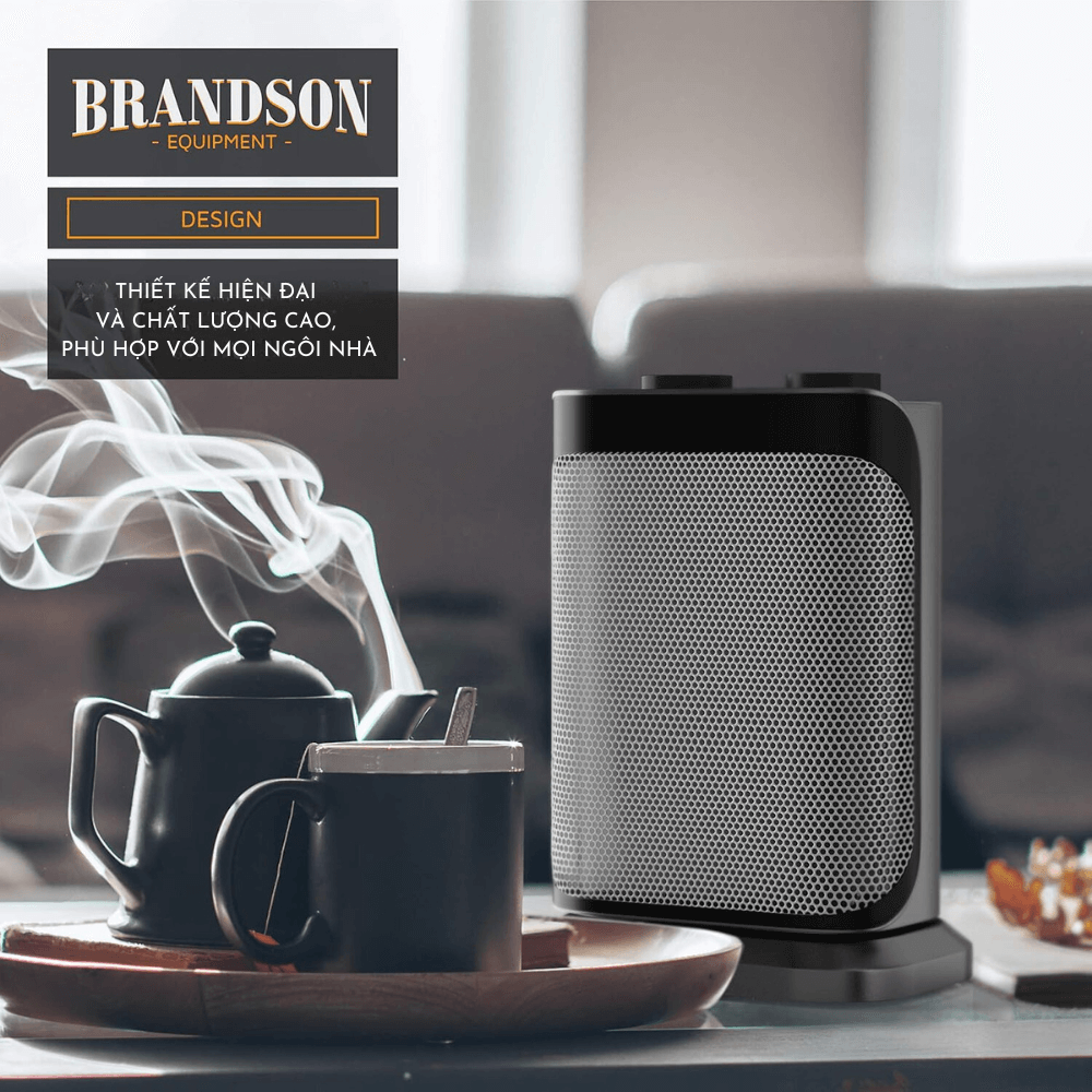 Quạt sưởi gốm Brandson 1500W màu đen bạc