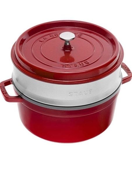 Nồi gang STAUB Cocotte STAUB CHE 26CM 5,2L màu đỏ kèm xửng hấp