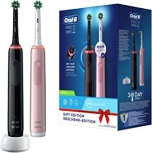 Set 2 bàn chải điện ORAL-B Pro 3 3900 màu đen và hồng