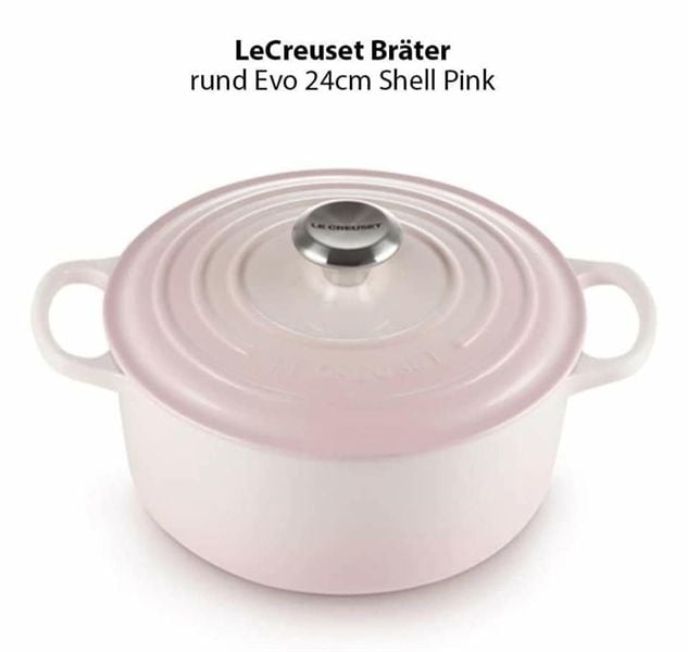 Nồi gang tròn Le Creuset 24cm màu hồng shell pink