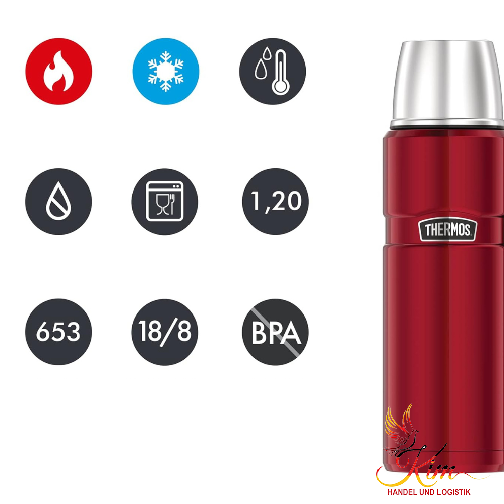 Bình giữ nhiệt Thermos 24H 1,2L màu đỏ
