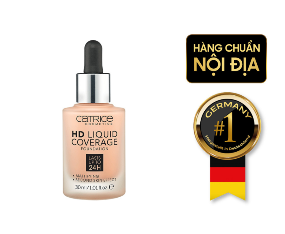 Kem nền cho da dầu CATRICE HD tone 02 liquid Coverage Foundation Last Up to 24H