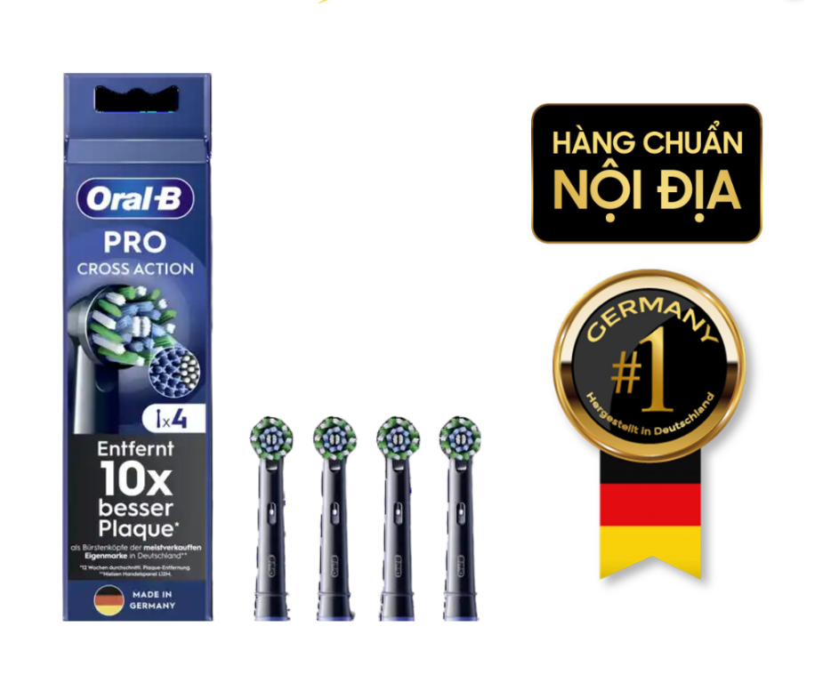 Set 4 đầu bàn chải thay thế ORAL-B Pro CrossAction làm trắng răng màu đen
