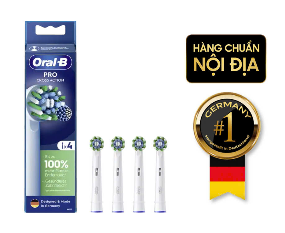 Set 4 đầu bàn chải thay thế ORAL-B Pro CrossAction làm trắng răng màu trắng